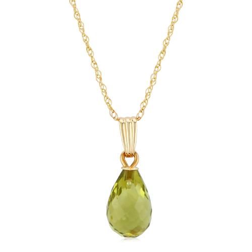 14ky Dangle 8x5 Peridot Brio W-ribbed Bail Pendants / Charms - 902548PE18-M