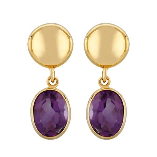 14ky Dap Disc W-8x6 Oval Amy Drop Earrings - 4205AM