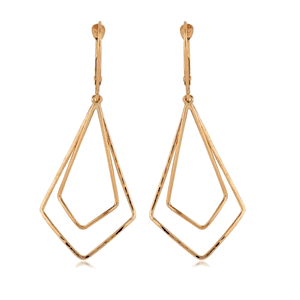 14ky Double Curve Triangle L-b Earrings - 14491