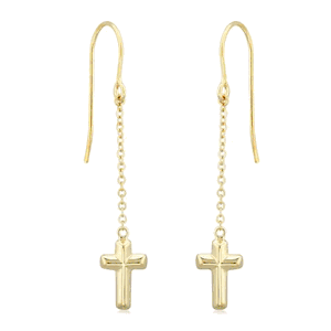 14ky Drop CroSterling Silver Earrings - 13547CROSS