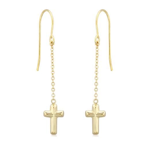 14ky Drop CroSterling Silver Earrings - 13547CROSS
