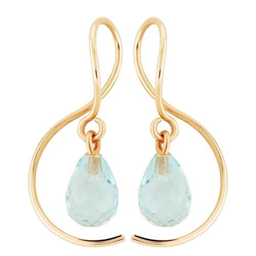 14ky Mini Dangling Blue Topaz Brio Earrings - 13395MINI-BT