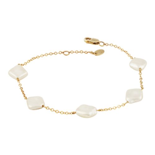 14ky Multi Diamond Coin Pearl 7-7.5 Inch Bracelet - 9020987-5CO