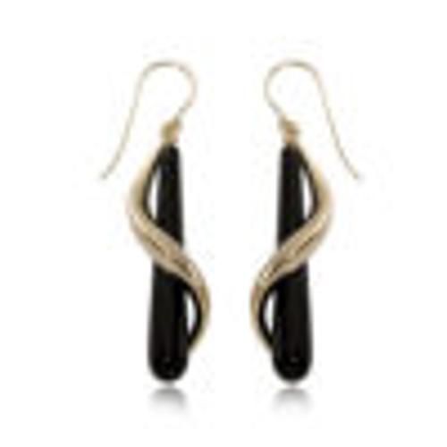 14ky Onyx Spiral Drop Earrings - 292600OX-M
