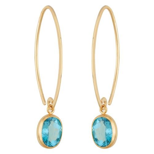 14ky Simple Sweep 8x6 B-topaz Earrings - 13462BT-B