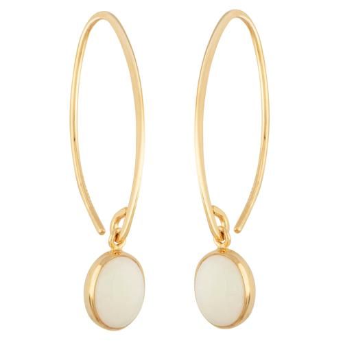 14ky Simple Sweep 8x6 Opal Earrings - 13462OPAL-B