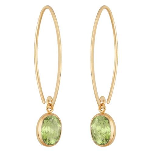 14ky Simple Sweep 8x6 Peridot Earrings - 13462PE-B