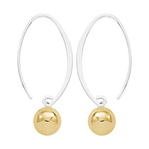 14kySterling Silver Simple Sweep W-8mm Ball Earrings - 13462SS-BALL