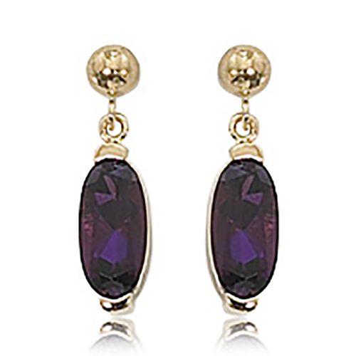 10x5 Faceted Oval Amethyst Earrings - 90269am - 14k Yellow Gold