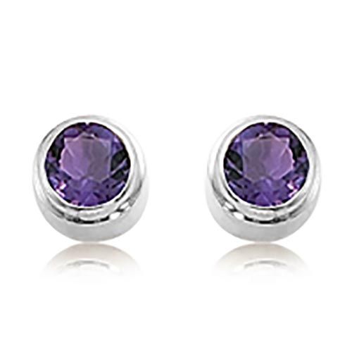 2-7mm Round Amethyst Earrings - 90153am-ss - Sterling Silver