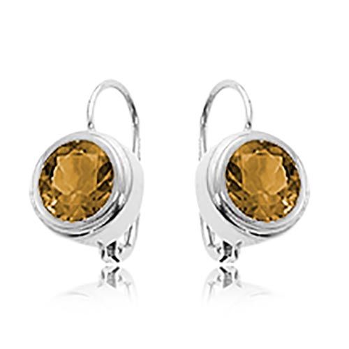 2-7mm Round Citrine Earrings - 90153cilb-ss - Sterling Silver
