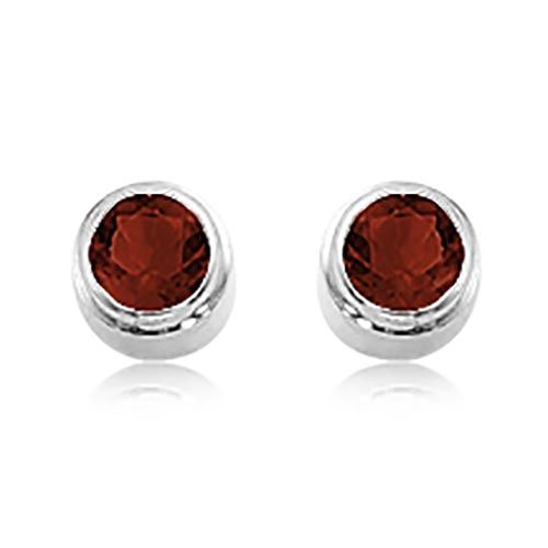 2-7mm Round Garnet Earrings - 90153ga-ss - Sterling Silver