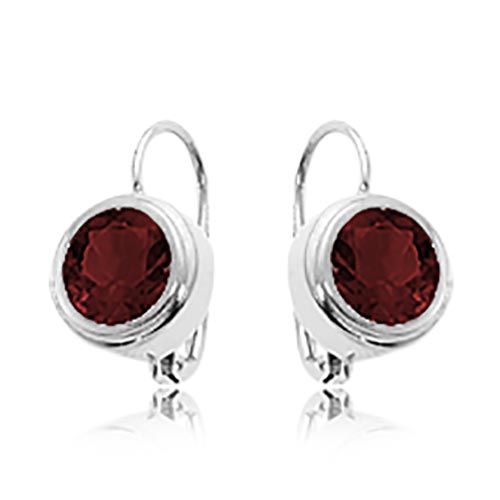 2-7mm Round Garnet Earrings - 90153galb-ss - Sterling Silver