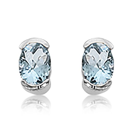 2-7x5 Oval Aqua Earrings - 90093aq-ss - Sterling Silver