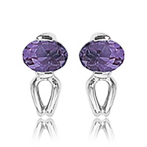 Ovals Amethyst Earrings - 90309am-ss - Sterling Silver