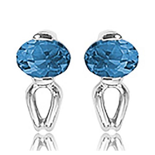 Ovals Blue Topaz Earrings - 90309bt-ss - Sterling Silver