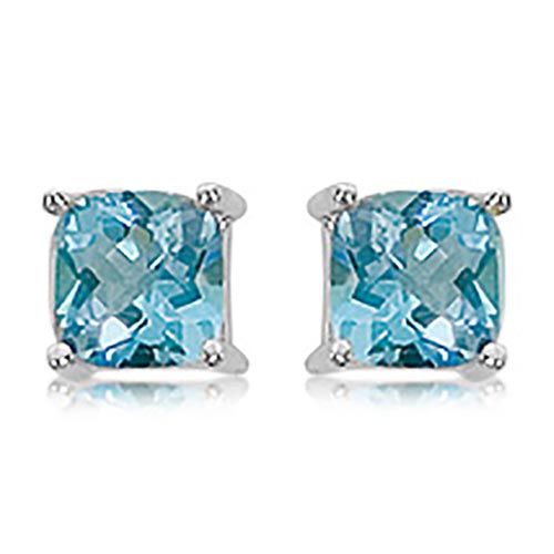 7mm Cushion Swirl Blue Topaz Earrings - 90148bt-ss - Sterling Silver