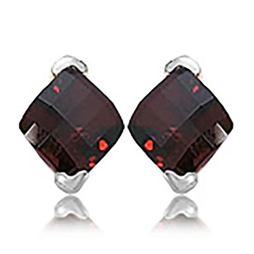 8x8 Cushion Checkerboard Garnet Earrings - 90295ga-ss