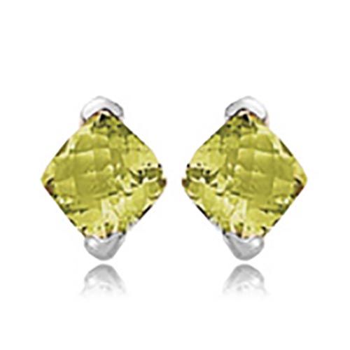 8x8 Cushion Checkerboard Oro Verde Quartz Earrings - 90295ov-ss