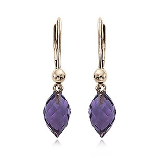 Almond Briolette Amethyst Earrings - 90191am - 14k Yellow Gold