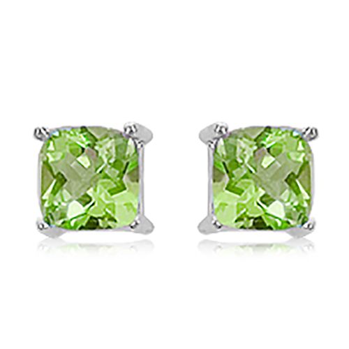 Cushion Checkerboard 7mm-Peridot Earrings - 90148pe-ss