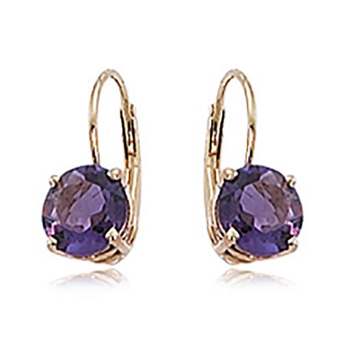 Lb 2-6mm Round Amethyst Earrings - 90199am - 14k Yellow Gold
