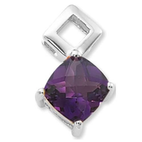 10mm Cushion Amethyst Pendant - 80372am-ss - Sterling Silver