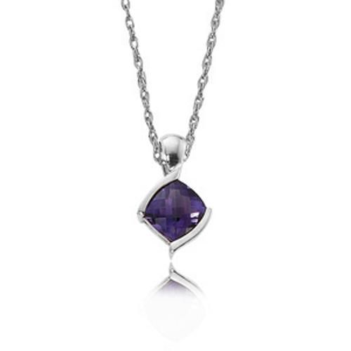 10mm Cushion Ckbd Amethyst Pendant - 80075am-ss - Sterling Silver