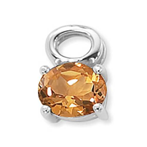 10x8 Oval Citrine Pendant - 80369ci-ss - Sterling Silver