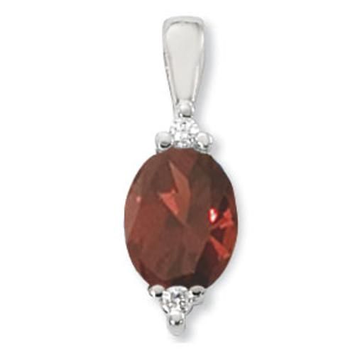 10x8 Oval Garnet 2x .04ct Diamonds Pendant - 80365ga-ss