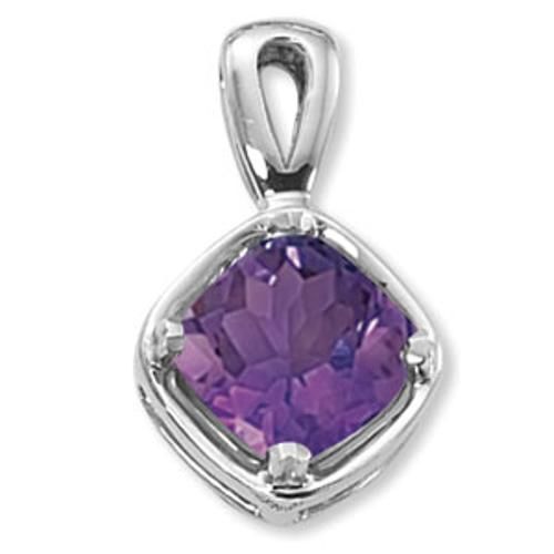 11mm Cushion Amethyst Pendant - 80367am-ss - Sterling Silver