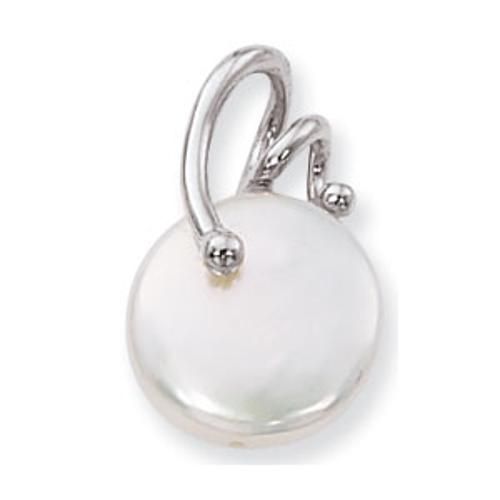 14.5-15mm Coin Pearl Pendant - 80326co-ss - Sterling Silver