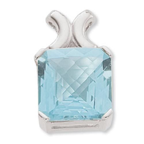 14mm Checkerboard Cushion Blue Topaz Pendant - 80359by-ss