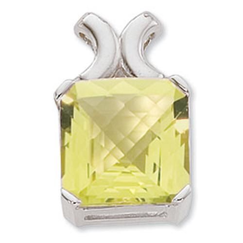 14mm Checkerboard Cushion Oro Verde Pendant - 80359ov-ss