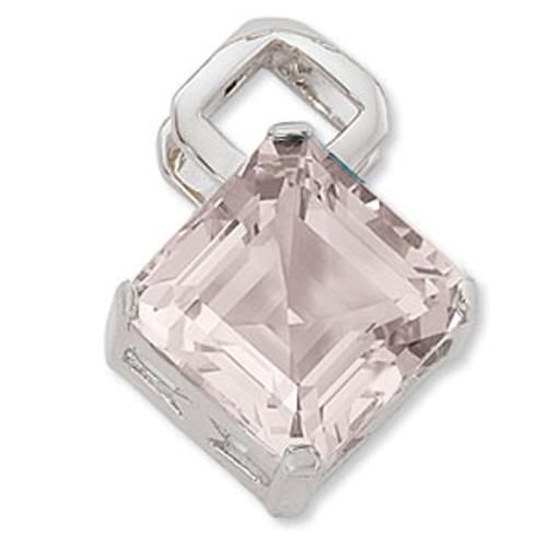 14mm Checkerboard Square Rose Quartz Pendant - 80335rq-ss