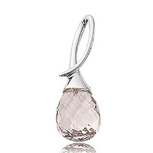 14x12 Ps Briolette Rose Quartz Pendant - 80329rq-ss - Sterling Silver