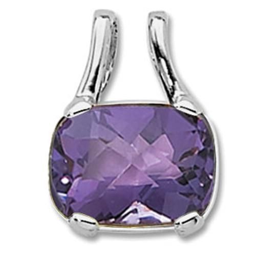 16x12 Cushion Amethyst Pendant - 80394am-ss - Sterling Silver