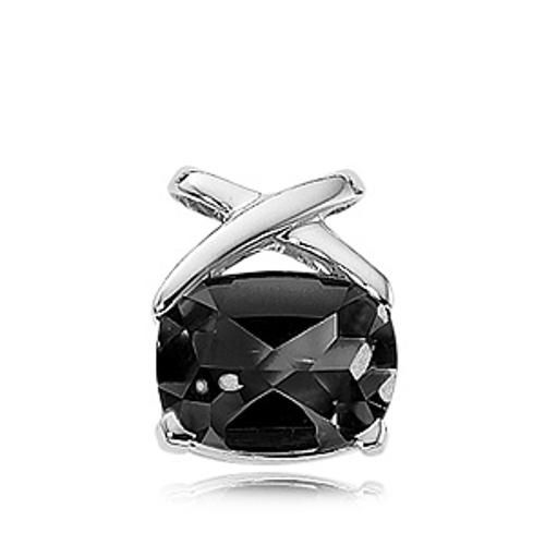 16x12 Cushion Buff Top Onyx Pendant - 80104ox-ss - Sterling Silver