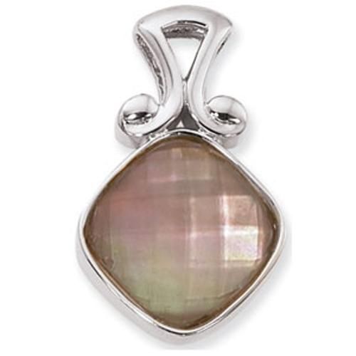 18mm Checkrbd Cushion Bronze Mother Of Pearl Pendant - 80362bzmop-ss