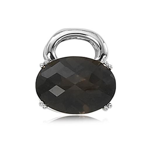 18x13 Ov-oval Smokey Quartz Pendant - 80336sq-ss - Sterling Silver