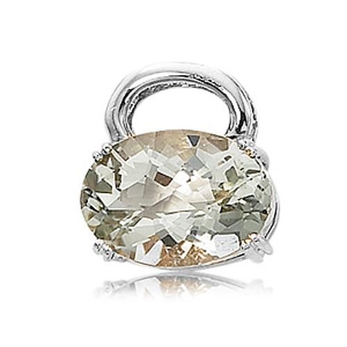 18x13 Oval Checkerboard Praseolite Pendant - 80336pr-ss