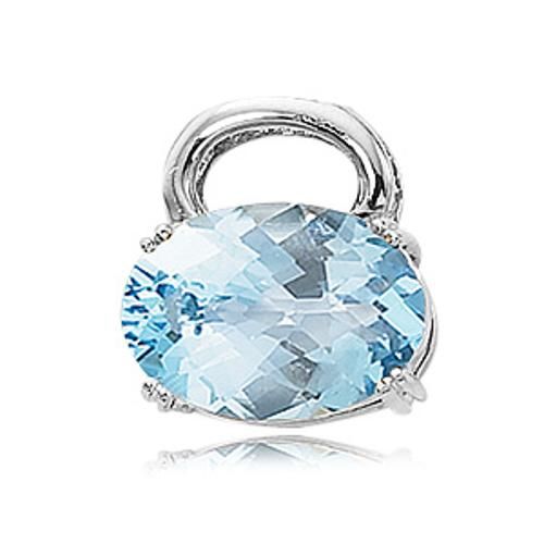 18x13 Oval Checkerboard Sky Blue Topaz Pendant - 80336by-ss