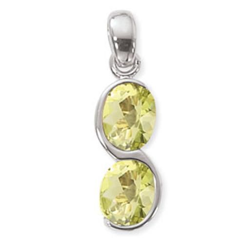 2-10x8 Oval Oro Verde Quartz Pendant - 80364ov-ss - Sterling Silver