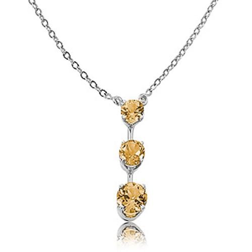 3 Stone Drop Citrine Pendant - 80298ci-ss - Sterling Silver
