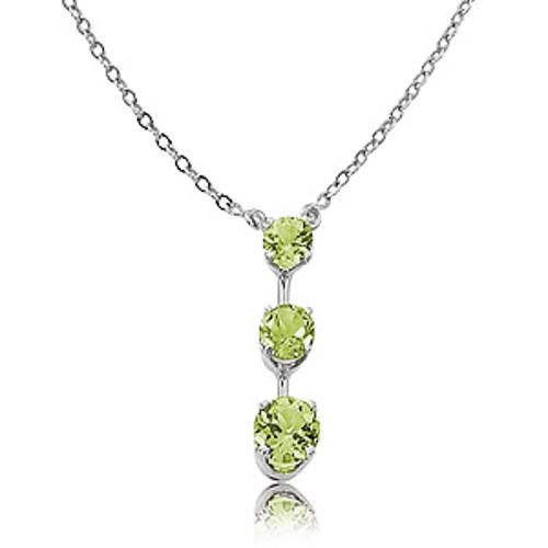 3 Stone Drop Peridot Pendant - 80298pe-ss - Sterling Silver