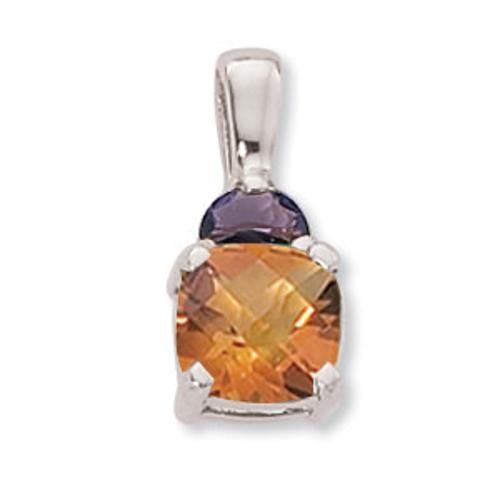 7mm Cushion & 5x3 Half Moons Ci & Amethyst Pendant - 80334ciam-ss
