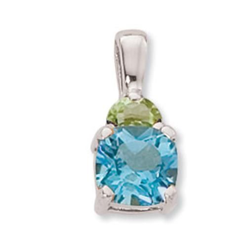7mm Cushion & 5x3 Hf Moon Blue Topaz & Per Pendant - 80334btpe-ss