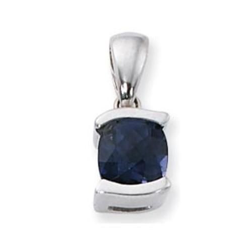 7mm Cushion Checkerboard Iolite Pendant - 80101io-ss - Sterling Silver