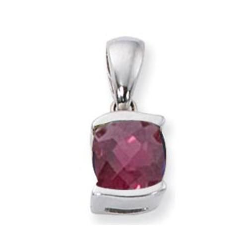 7mm Cushion Checkerboard Rhodolite Pendant - 80101rh-ss