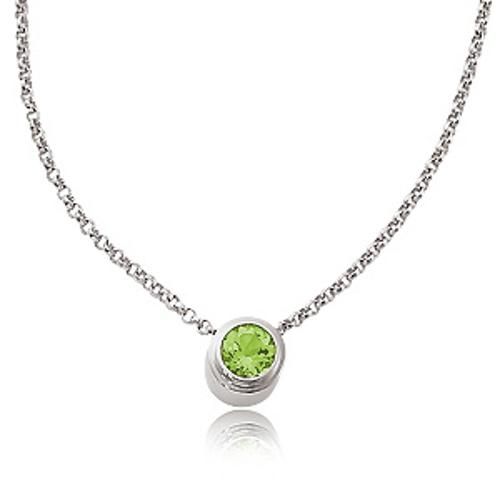 7mm Rnd-Peridot Pendant - 80053petop-ss - Sterling Silver